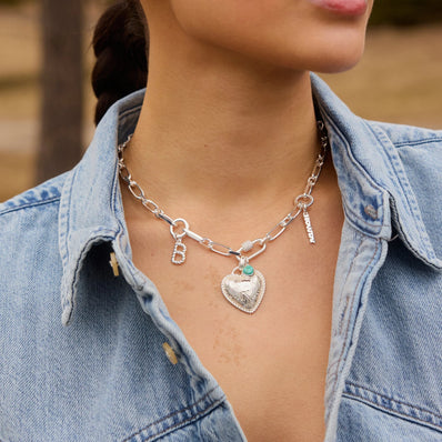 Etched Floral Heart Charm