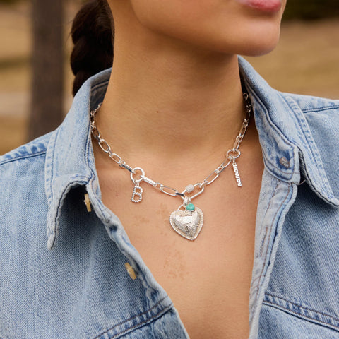 Etched Floral Heart Charm