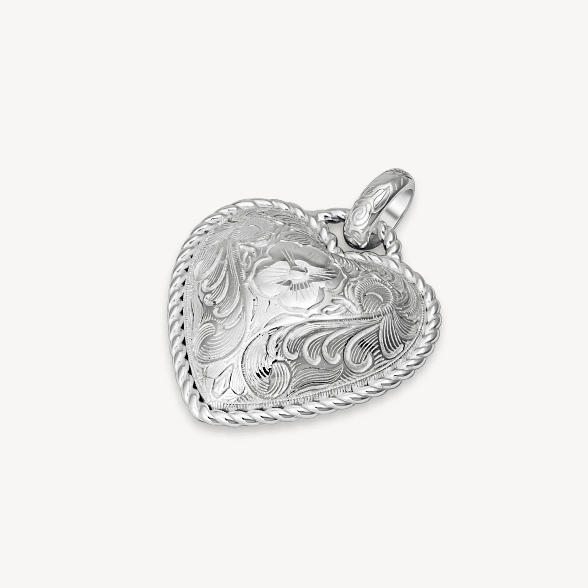 Etched Floral Heart Charm