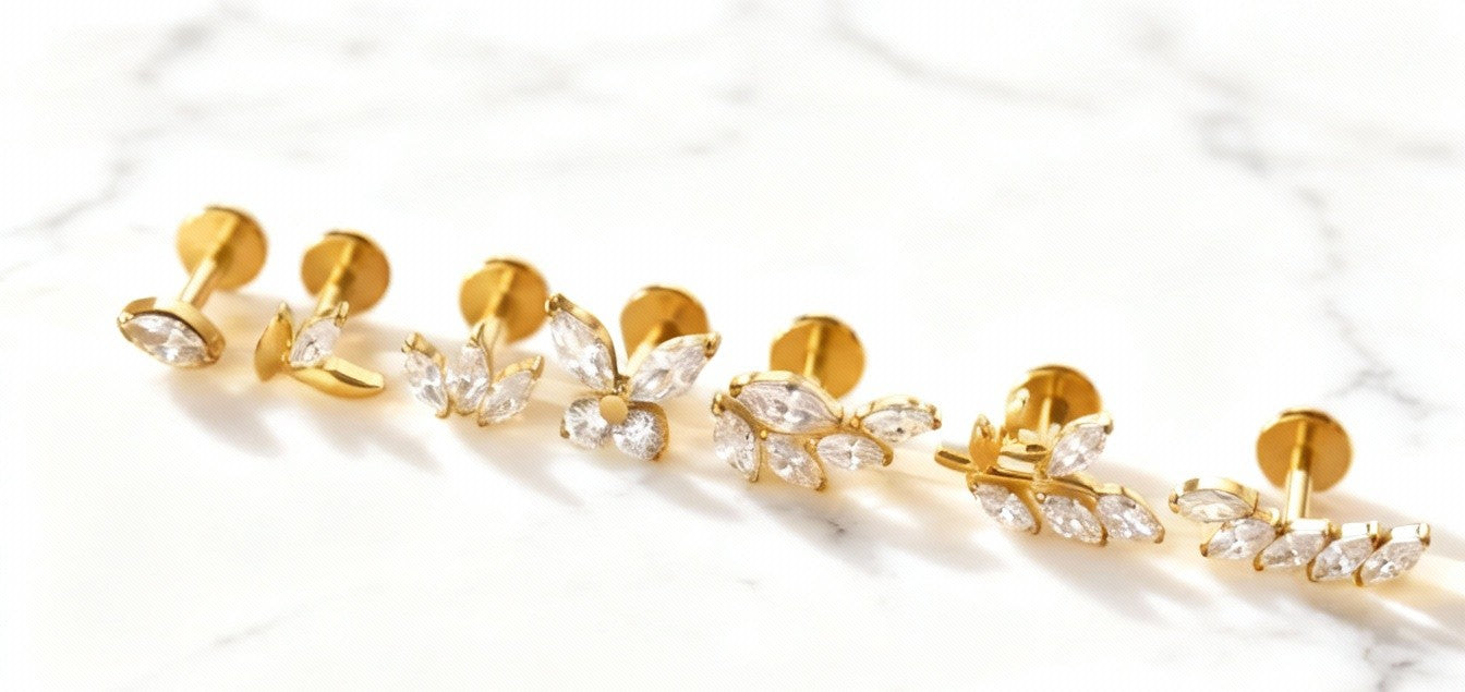 Titanium Labret Stud Earring – Threadless Push Pin Flat Back